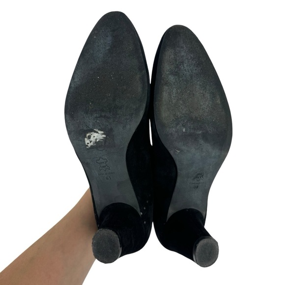 Thierry Rabotin Black Suede Leather Mary Jane Heels Pumps Made in Italy Size 41 - Picture 9 of 16